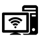 Technology and E-rate black and white icon of a screen and hand held phone